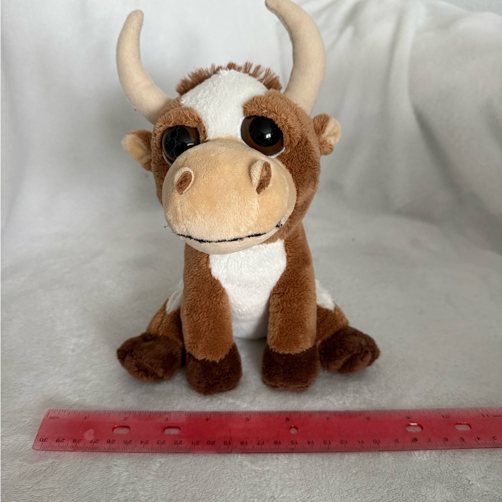 Charming Brown and White Stuffed Bull Toy